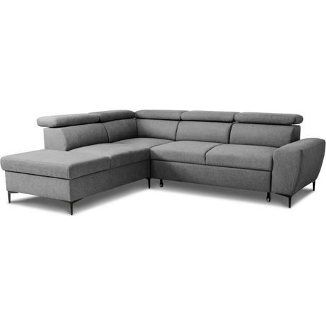 Canapé d'angle convertible réversible avec coffre - 5 places - KASIMIR - Tissu anthracite - 258 x 79/98 x 219 cm (1/5)