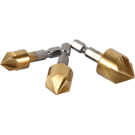6 Stück HSS-Fasen-Senker, 1/4"-Sechskantschaft, 90°-Holzfasenfräser, 6 mm–19 mm (1/5)