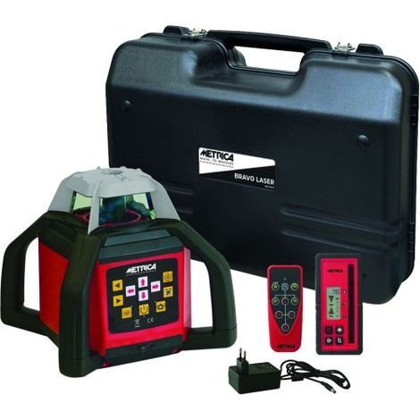 METRICA - Kit niveau laser rotatif auto + Récepteur (Sensibilité 4 lignes + indice de lecture en mm/pouce)