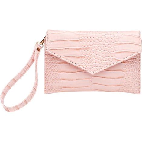 Pochette de soirée enveloppe en similicuir pour femme, avec dragonne et chaînette (1/5)