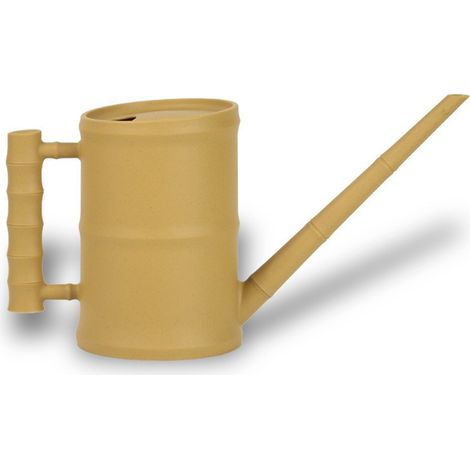Wasserdichte Bambus-Gießkanne 1,6 l, langer, dicker Ausguss für den Innenbereich im Büro - (Braun-Gelb) (1/5)