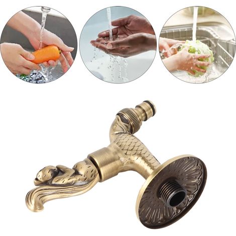 Antiker, geschnitzter Teppichhahn aus Bronze und Kupfer, G1/2 Zoll, für Garten oder Badezimmer (1/5)