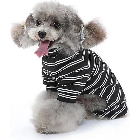 pet Summer T - Shirt (black Stripe - S), Pyjama Pour Chien Rayures Et 4 Pattes, Doux Et Respirant, Pour Chien, Vtements De Petite Et Moyenne Tail (1/5)