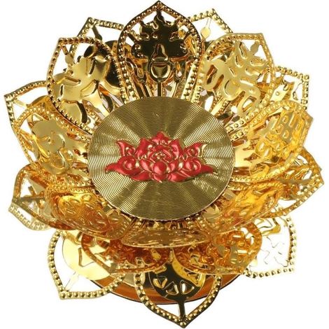 Ghee Porte-lampe à huile en forme de lotus en laiton Doré (1/5)