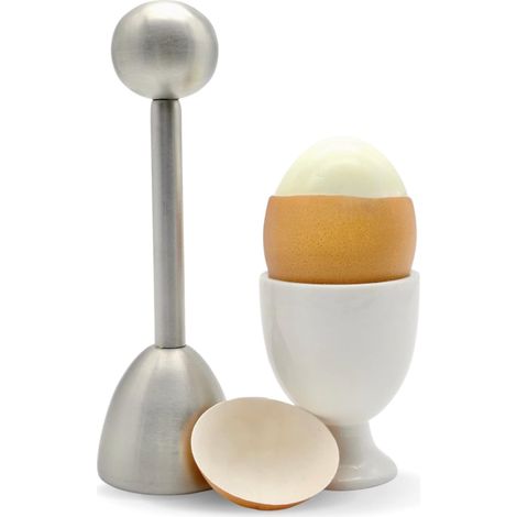 Cortador de huevos de acero inoxidable y cortador de huevos pasados por agua, abrehuevos Abrehuevos de acero inoxidable para un corte limpio en la cáscara (1/5)