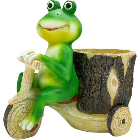 Décoration de Chariot Tirant une Grenouille, Sculpture de Grenouille, Pot de Fleur Animal, Statue de Grenouille Intéressante, Décoration de Balcon
