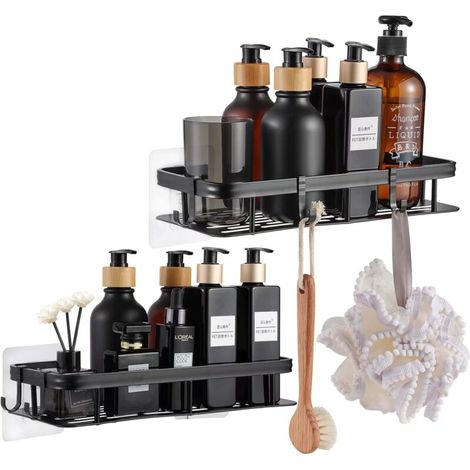30cm Etagere Douche sans Percage,5 Crochets,Etagere De Douche,Etagere Salle De Bain,Serviteurs De Douche,Etagere Rangement,Support Douche,pour Salle (1/5)