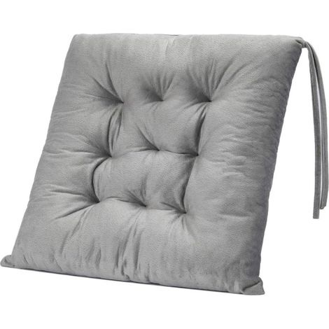 Galette de chaise,Coussin de chaise de repas épaissi de couleur unie pour restaurant, Bureau, Gris 40x40cm (1/5)