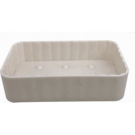 Trade Shop - Portasapone Saponetta Da Bagno Rettangolare Bianco Rigato Accessori Arredo 79164 - (1/3)