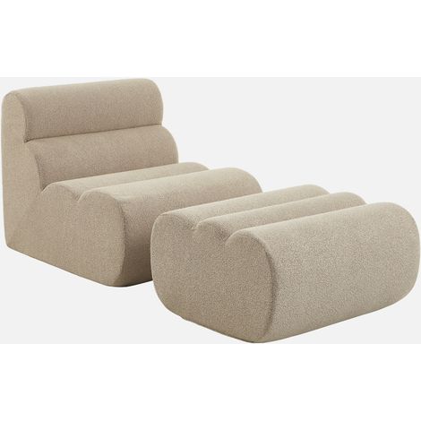 Sillón envasado al vacío de borreguito texturizado con reposapiés (1/5)