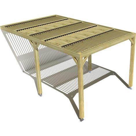 Pergola bois • 3m x 5m • adossée • sens largeur • lames orientables bioclimatiques incluses • livraison comprise (1/3)