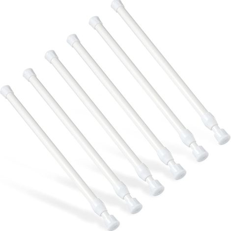 Tringle à rideaux sans perçage de 50 cm, blanche, rétractable, antirouille, à ressort, adaptée aux portes, fenêtres et armoires  plusieurs tailles disponibles.