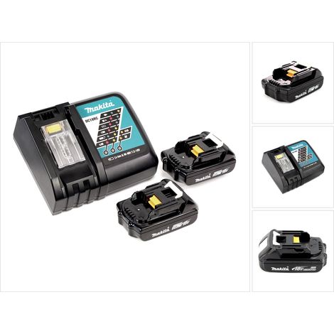 Makita Power Source Kit 18 V con 2x BL 1820 B batería 2,0 Ah + DC 18 RC cargador