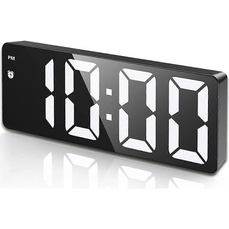 Réveil numérique, horloge numérique avec affichage LED, alarme matinale indiquant la température et la date, alimentation USB ou piles, blanc, 2024 Ping (1/5)