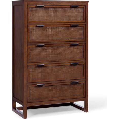 Teamson Home Hatteras Chest of Drawers 5 Drawer Bedroom Dresser, Walnut (1/5)