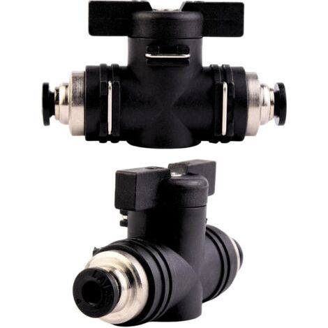 FENOPLASTICALot de 2 Vannes de régulation, Robinet à boisseau sphérique, Raccord rapide 4mm, Pour conduites d'air (1/5)