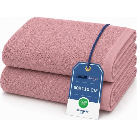 Serviettes de Bain 100% Coton 500 g/m² – Lot de Serviettes Douces, Absorbantes et Résistantes - Violet - Lot de 2 (1/5)