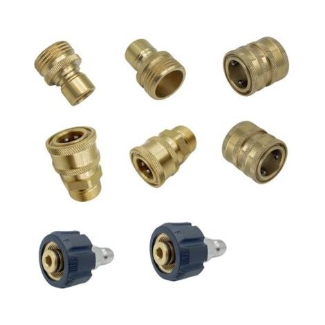 8PCS Nettoyeur Haute Pression Accessoires, Kit Adaptateur Nettoyeur Haute Pression, Pressure Washer Adapter Set en Laiton pour Tuyaux Et Pompes, M22-14 Robinet Femelle + Fiche 3/8 "