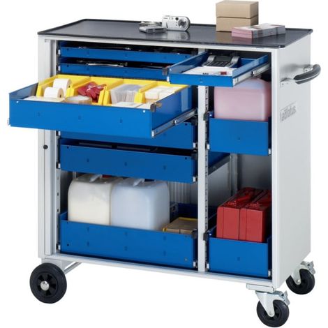 Chariot à outils Rau avec 6 tiroirs métal LxPxH 1025x520x1080mm (1/4)
