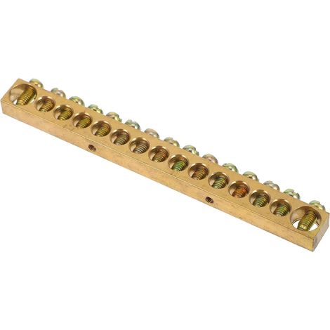 Barre de Terre en Cuivre M5 15 Trous pour Coffret Électrique  Or, Design Compact, Installation Facile, Bloc de Mise à Terre pour Distribution Électrique (1/5)