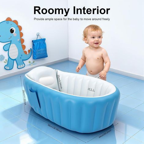 Baignoire gonflable pour enfant - 98 x 64 x 28 cm - En PVC - Pliable - Pour la douche ou les déplacements - Bleu (1/5)