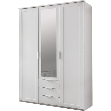 Armoire enfant en panneaux de particules coloris blanc - Dim : 135 x 210 x 58 cm - PEGANE - (1/2)