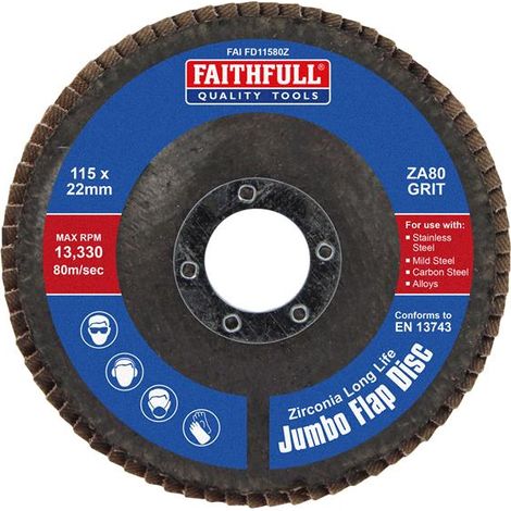 Faithfull Flap Disc Zirconia A80 115mm Jumbo FAIFD11580Z