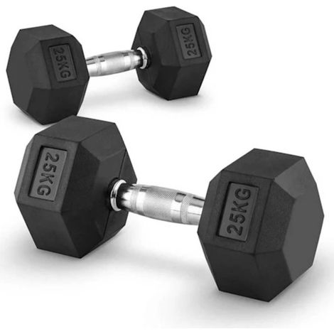 TRADE SHOP - Coppia Di Manubri In Vinile Da 25kg Ognuno Manubri Pesi Palestra Fitness Sport - (1/2)