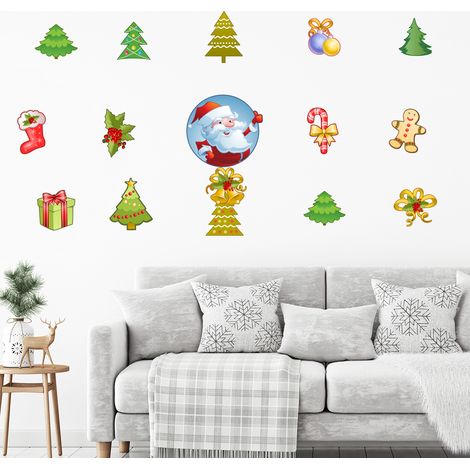 Sticker Noël les éléments de Noël - Autocollants stickers adhésifs noël - décoration fêtes - 60x90cm (1/5)