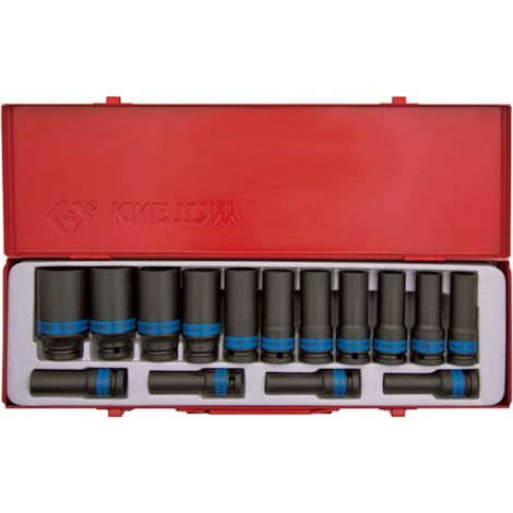 Coffret douilles à chocs longues 1/2" 15 pièces – Acier Chrome-Molybdène – Pour suspensions automobiles et transmissions – Coffret métallique robuste – King Tony (1/3)