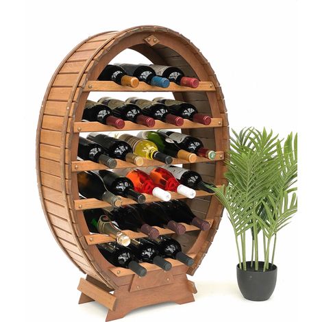 DanDiBo Weinregal Holz Stehend Weinfass 24 Flaschen Braun Flaschenregal Flaschenhalter Fass (1/5)
