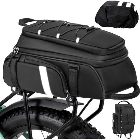 15L 3IN1 Sacoche Velo Porte Bagage Arriere Imperméable Sac Isotherme pour Sac a Dos Velo Sacoche Selle Vélo pour Electrique Route VTT Vélo Accessoires Mâle Cadeau avec Housse de Pluie (1/5)