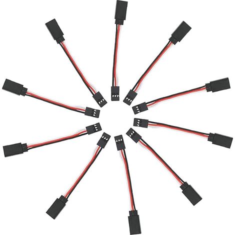 10 Pièces Câble d'Allongement de Fil Servo pour RC Futaba JR Mâle à Femelle, 10 x 75mm Cable D'extension Servo