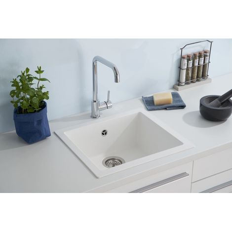 Lavello da cucina Lavello da incasso Granito Mineralite 50 x 44 Bianco Respecta Ohio (1/5)
