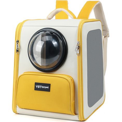 Sac à dos pour chat capsule spatiale, sac de transport animal grand volume respirant en toile Oxford 30×29×34 cm, sac de sortie multi‑portable main/épaule/dos, charge max 7 kg (1/4)