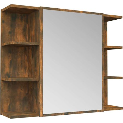 vidaXL Armario con espejo baño madera roble ahumado 80x20,5x64 cm (1/2)