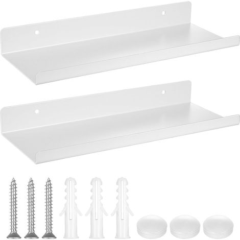 Petites Etagere Murale Blance, Petite Étagère Murale Etagere Blanc, Tablette Étagère Flottante Suspendue pour Salle de Bain Chambre à Couche Cuisine Bureau, 30x11.5x3.5 cm (1/5)