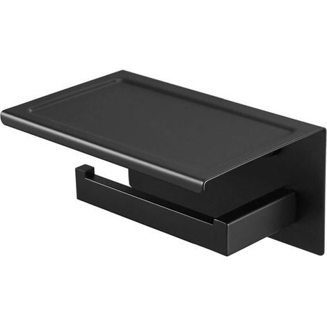 Toilettenpapierhalter (schwarz) für Handy-Ablagefach, lackiert (1/4)