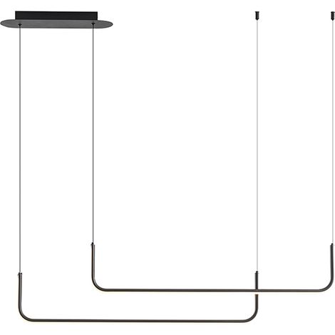 Suspension Led Horizontale Duo 15W 3000K Ip20 - Structure En Aluminium Noir Au Design Élégant Et Moderne - Groupe Rossini (1/3)