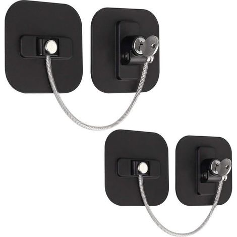 Ecleanfy - 2pcs Bloc Fenetre Securite Verrous de Fenêtre Protection Sécurité Enfant avec Câble en Acier Inoxydable  Verrouillage Porte Placard (1/4)