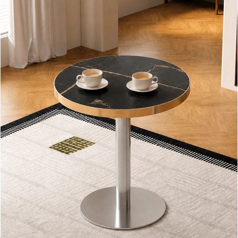 Table d’appoint ronde 60 x 73,7 cm effet marbre, noir/or HAVRYA (1/5)