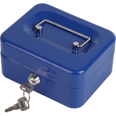 Mini caisse portable de 6 pouces, coffre-fort de sécurité verrouillable avec serrure à clé, pour la maison et le bureau, bleu