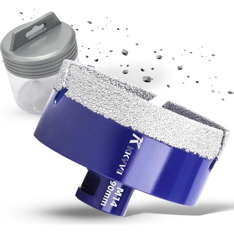 Forets Carrelage Diamant 90mm Scie Cloche Diamantée Trépans de Forage Avec Brasé Sous Vide et Filetage M14 pour Granit Porcelaine Céramique Marbre, pour Meuleuse d'angle (1/5)