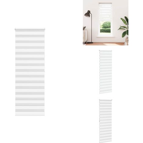 Store zèbre blanc 85x200 cm largeur du tissu 80,9 cm polyester - Store Zébré - Stores Zébrés - Store À Enrouleur Zébré - Double Store À Enrouleur (1/5)