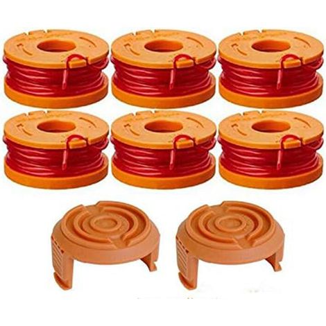 Lot de 6 fils de coupe-bordures compatibles WORX, avec 2 capuchons, accessoires jardin (1/4)