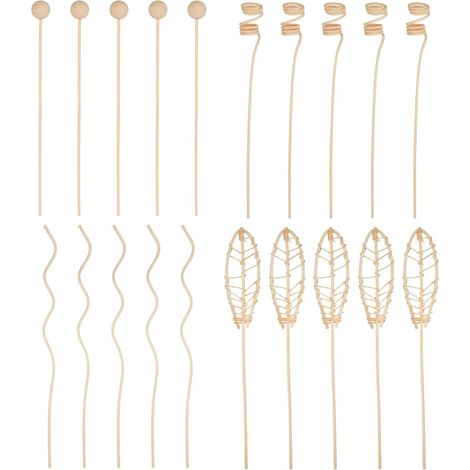 Aroma Diffuser Sticks, 4 Designs (5 pieces each), for perfumes, essential oils and rooms, home, car, office, uniform and long lasting diffusion, natural material and (1/5)