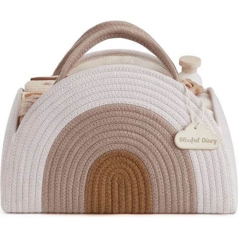 Sac à langer et panier – Boîte de rangement tressée – Blanc –