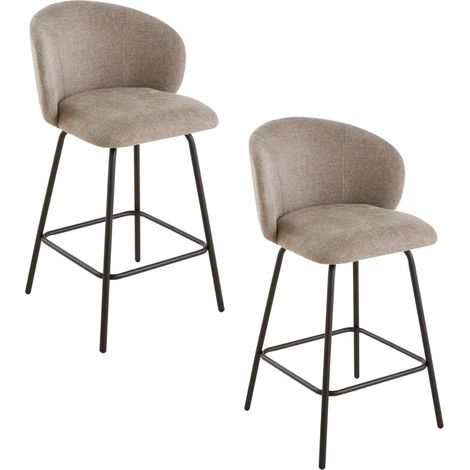 Set di 2 sgabelli in tessuto mélange con gambe in metallo - SORREL