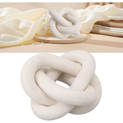 Décoration bohème pour chambre d'hôtes, chaîne en bois à trois anneaux, artisanat pour la maison, ornements décoratifs en bois blanc (1/5)