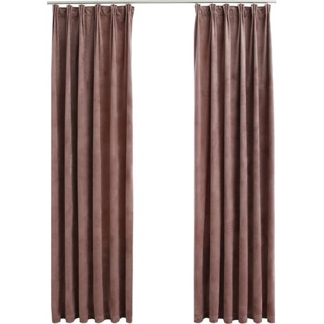 INLIFE Rideau occultant et crochet 2pcs Velours Rose antique 140x225cm (1/5)